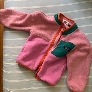 Patagonia Pink Fleece with Orange Trim